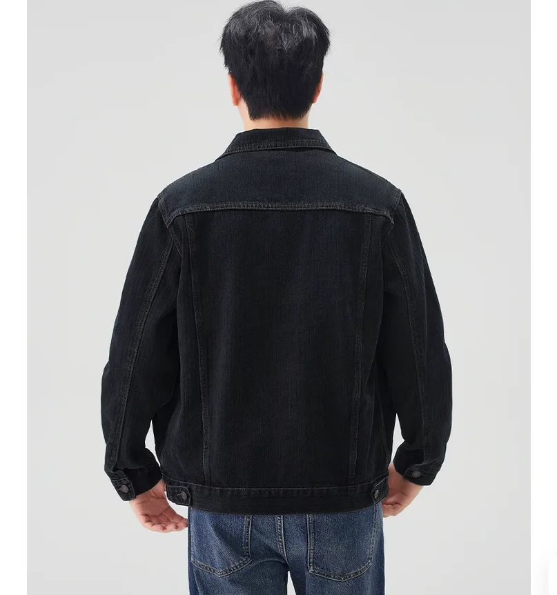 Spring and Autumn American Black Dark Pattern Jacquard Cowboy Coat