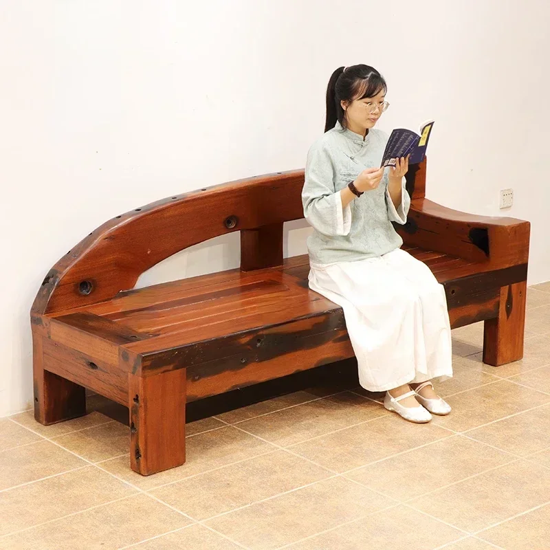 Lazy Sofa Solid Wood Chaise Bed Leisure Recliner Chinese Living Room Couch