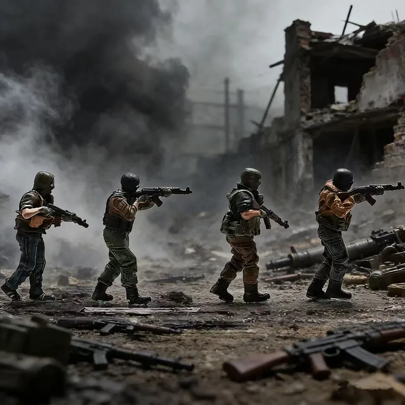 

New 1/72 Masked 4-person Miniature Resin Doll DIY Scene Paired with Handmade Painted Toys Handheld Collectibles And Ornaments