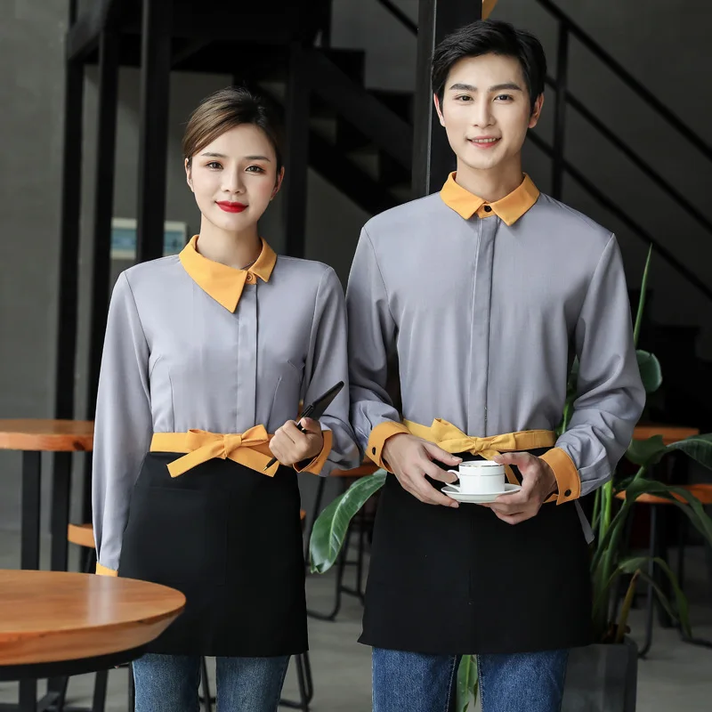 Chinese Waiter Autumn and Winter Clothing Women's Restaurant Restaurant Work Clothes Long Sleeve Restaurant Hot Pot Tea House Em