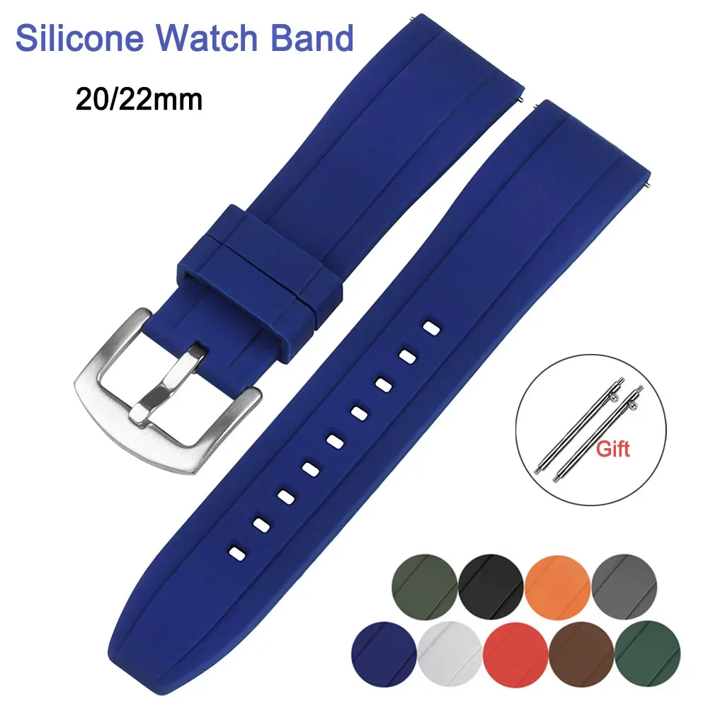 20mm 22mm Silicone Watch Band for Seiko Universal Wristband Waterproof Sports Rubber Strap Quick Release Replacement Bracelet