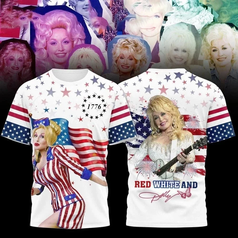 2027 Dolly Parton T‑Shirt Unisex Double‑Sided Portrait  Short‑Sleeve Top Country‑Music Fan Casual Streetwear Tee Family Matching