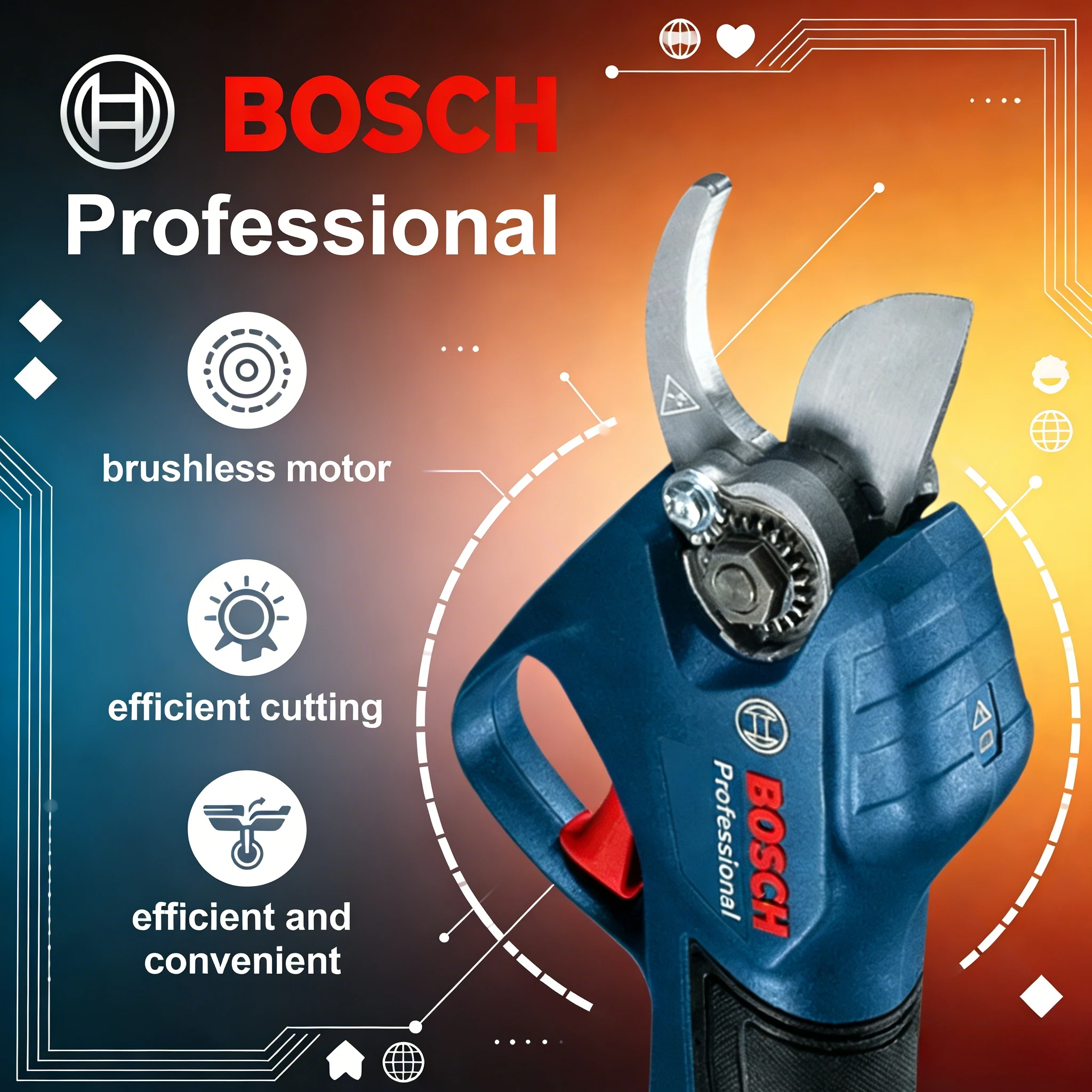 

Аккумуляторные профессиональные секаторы BOSCH 12V Pro с бесщеточным двигателем, электроинструменты Bosch Professional