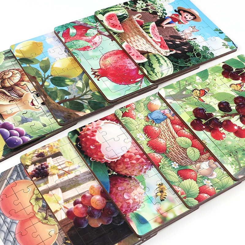 

Деревянный 2D-пазл с фруктами, развивающая игрушка Монтессори для раннего обучения, креативный оригинальный дизайн для детей