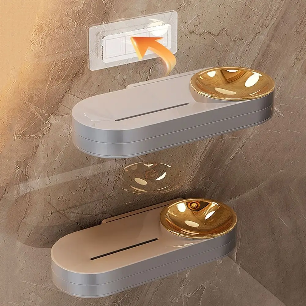 

Creative Plastic Rotating Soap Box Space Saving Wall-Mounted Cell Phone Holder with Hooks Bathroom Corner Shelf Jewelry