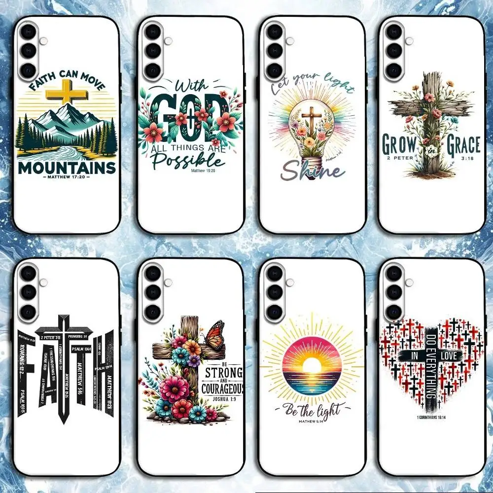 

Christian Bible Verse Phone Case For Samsung Galaxy A73,A72,A71,A70,A53,A52,A51,Others Soft Black Shell