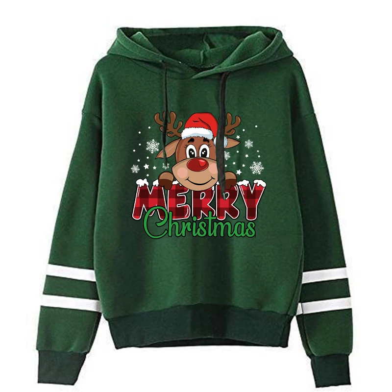 (Fashion Sweatshirt)Cute Women Merry Christmas Print Sweatshirt Autumn Winter Men Lovely Fleece Long Sleeve Casual Round Neck