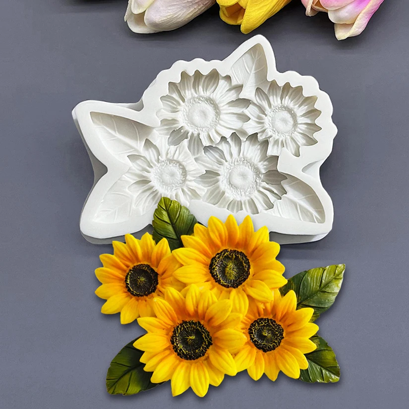 Sunflower Silicone Sugarcraft Mold Chocolate Cupcake Baking 