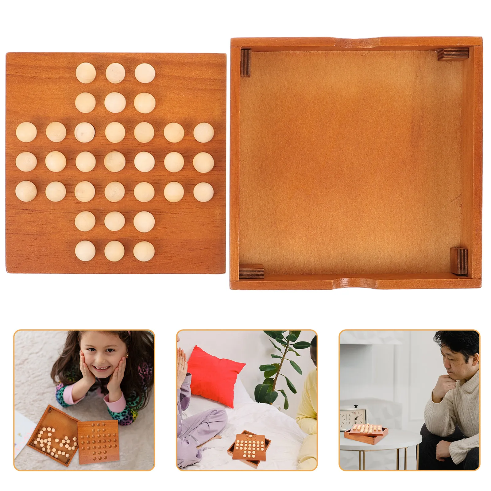 

Wooden Kongming Chess Brain Game for Kids Adults Single Player Puzzle Board Improve Patience Strategic Thinking Educational Fun