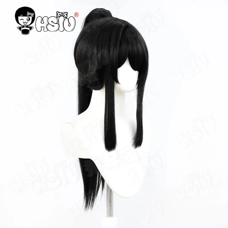 Peruka Cosplay Ayano Aishi HSIU 60CM długie czarne włosy odporna na ciepło peruka syntetyczna + czepek pod perukę Gra Yandere Simulator Peruka Ayano Aishi