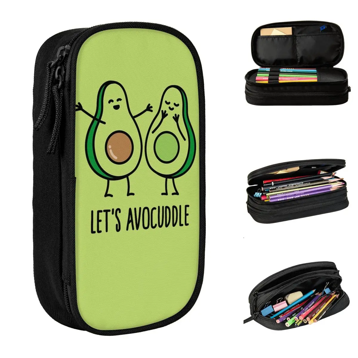 Let\'s Avocuddle Cute Avocado Fruit Merch Pen Box Large Capacity For School Pen Case Suprise Gift