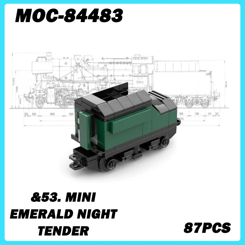 MOC-84483 Building Block Mini Train Series &53. Mini Emerald Night Tender Desktop Education Model Brick Toy Birthday Gift