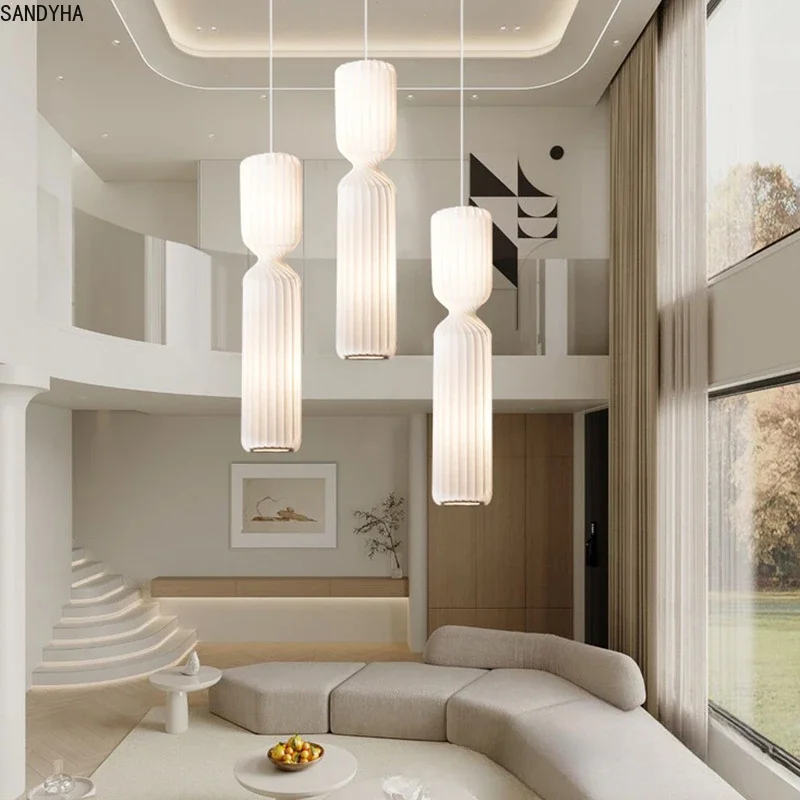 SANDYHA الشمال النسيج قلادة أضواء دوامة شريط عاكس الضوء الثريا مثالية لغرفة المعيشة غرفة الطعام إضاءة المطعم