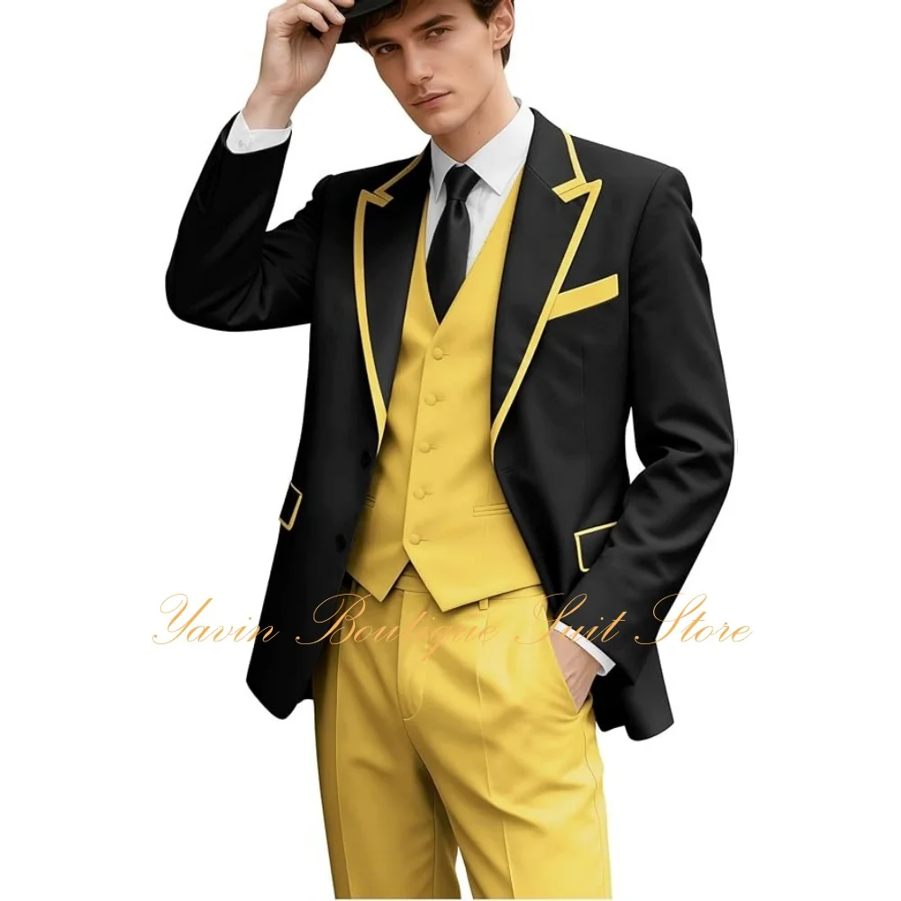 

Fashion Men's Suits Slim Fit Tuxedo Suit 3 Piece Jacket Vest Pants Set Formal Prom Wedding Suits for Men
