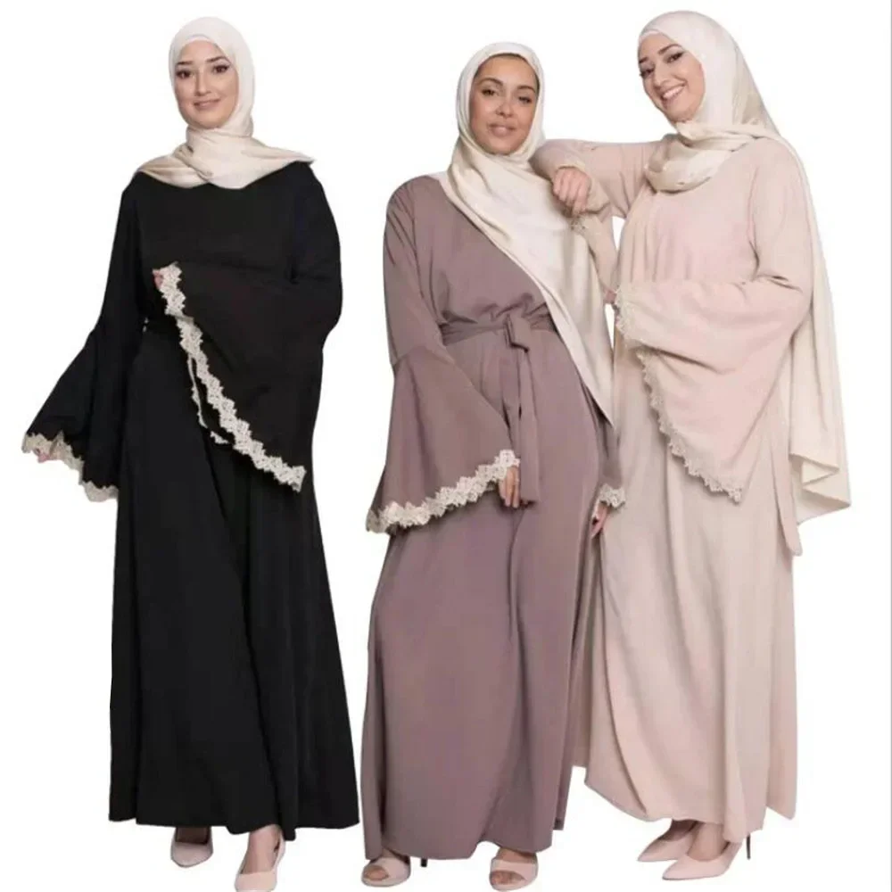

Dubai Elegant Muslim Women Long Dress Flare Sleeve Arabic Abaya Islamic Clothing Ramadan Maxi Robe Gown Kaftan Middle East Loose