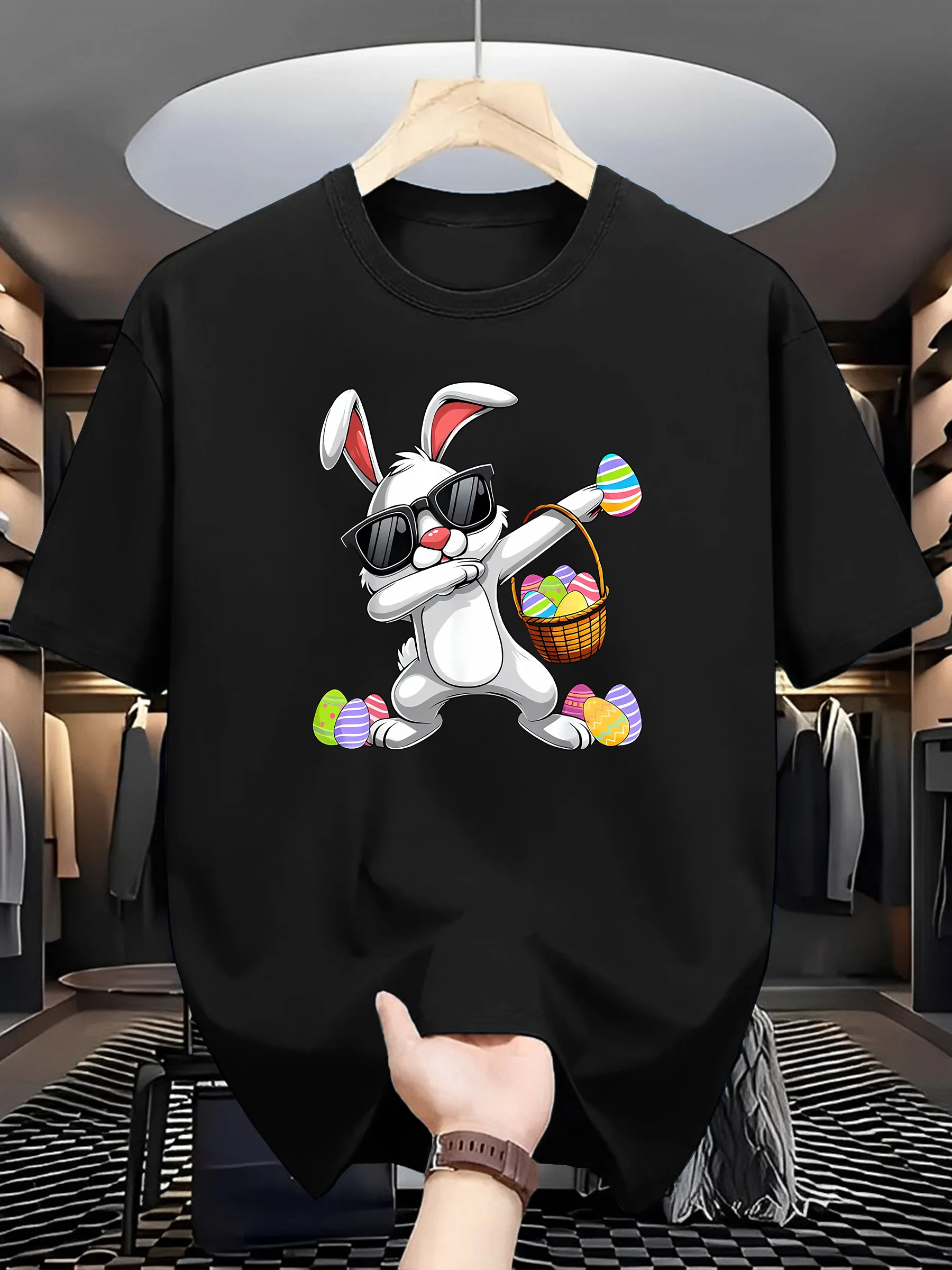 Frohe Ostern! Dieses modische, lässige Herren-T-Shirt besteht aus weichem und bequemem Stoff mit Ärmeln und eignet sich für den Sommer.