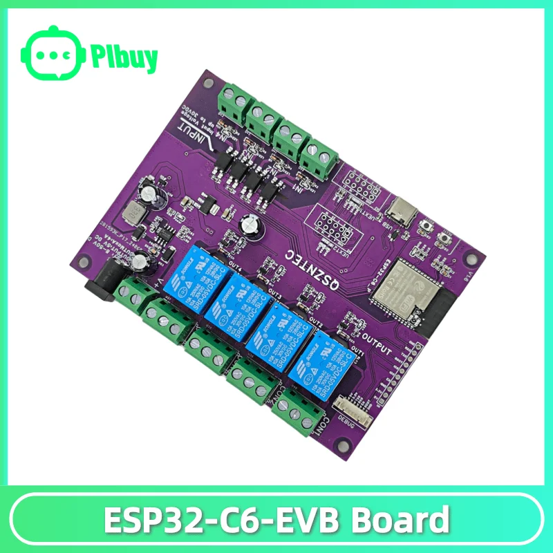 ESP32-C6-EVB Board Support Tasmota 4 Relay 4 Input with WIFI6 Bluetooth5 LE Zigbee Connectivity for Matter and Smart Home Work