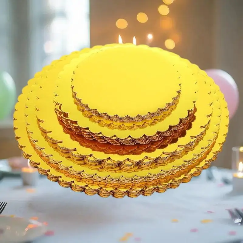 

10Pcs Cake Boards With White Golden Cake Rings, Cardboard With 6/8/10/12 Inch Cake Base, Outdoor Tableware