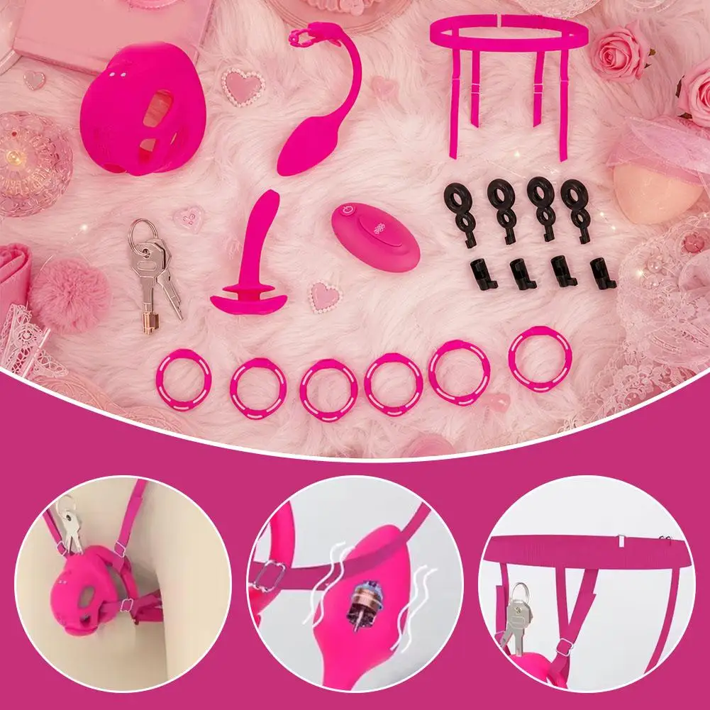 New Male Chastity Cage Wearable Chastity Pants Device with Anal Vibrators Catheter Penis Exercises Bondag Adult BDSM Sex Toys view 4