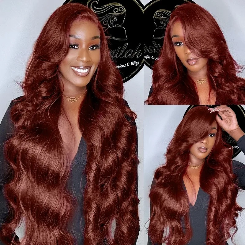 32 Inch Ginger Reddish Brown 250% Body Wave 13x6 HD Transparent Lace Frontal Wig 13x4 Lace Front Pre Plucked Wigs For Women