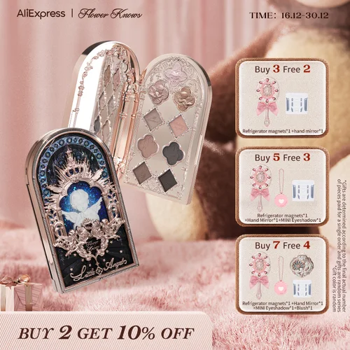 Flower Knows Little Angel Collection Paleta de sombras de ojos de nueve colores Brillo mate delicado