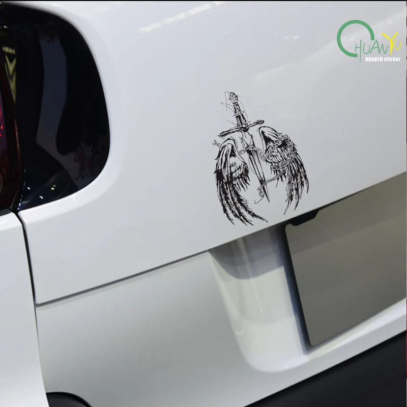 Personalized creative angel wing car decals, car and motorcycle scratch protection, waterproof reflective decoration decals