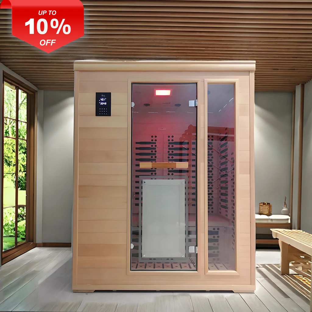 

Hot Selling 2-3 Person Direct Manufacturer Ceramic Canadian Hemlock 2 Person Room Sauna With Control Panel