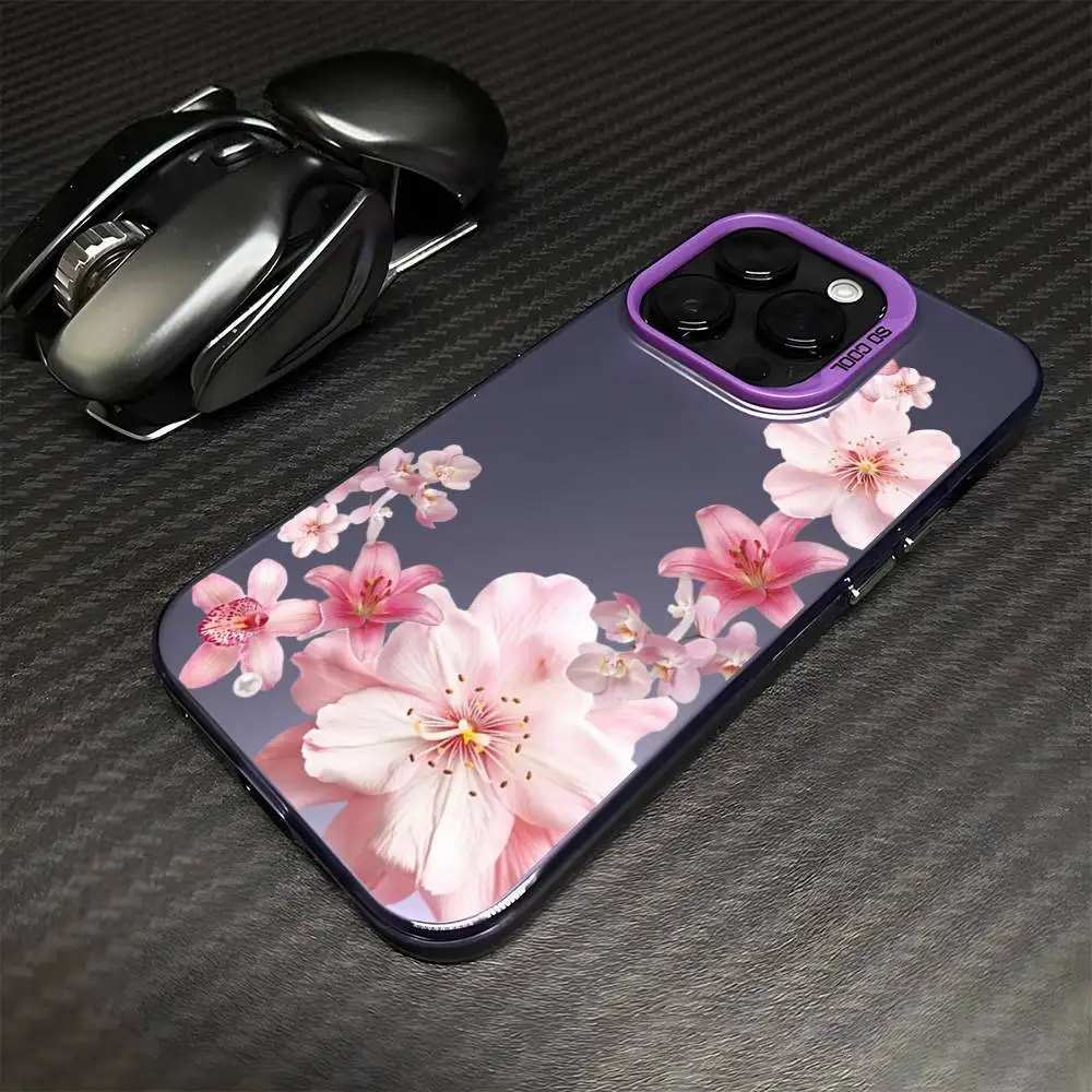 Чехол для телефона Flowers Lily Hibiscue для iPhone 17,16,15,14,13,12,11 Plus, Pro Max, фиолетовый матовый противоударный чехол