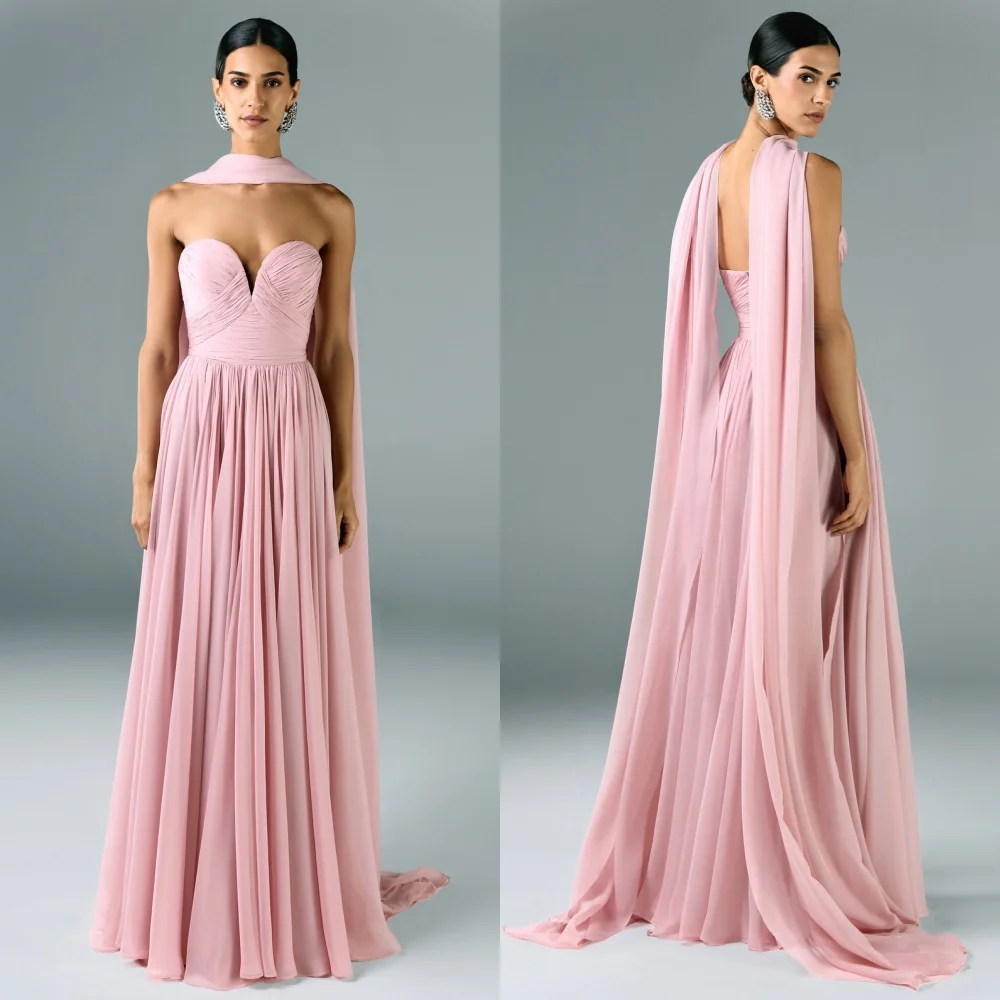 

Customized Sizes Available Chiffon Pleat A-line Sweetheart Long Dresses Bespoke Occasion Dresses Sparkle Fashion