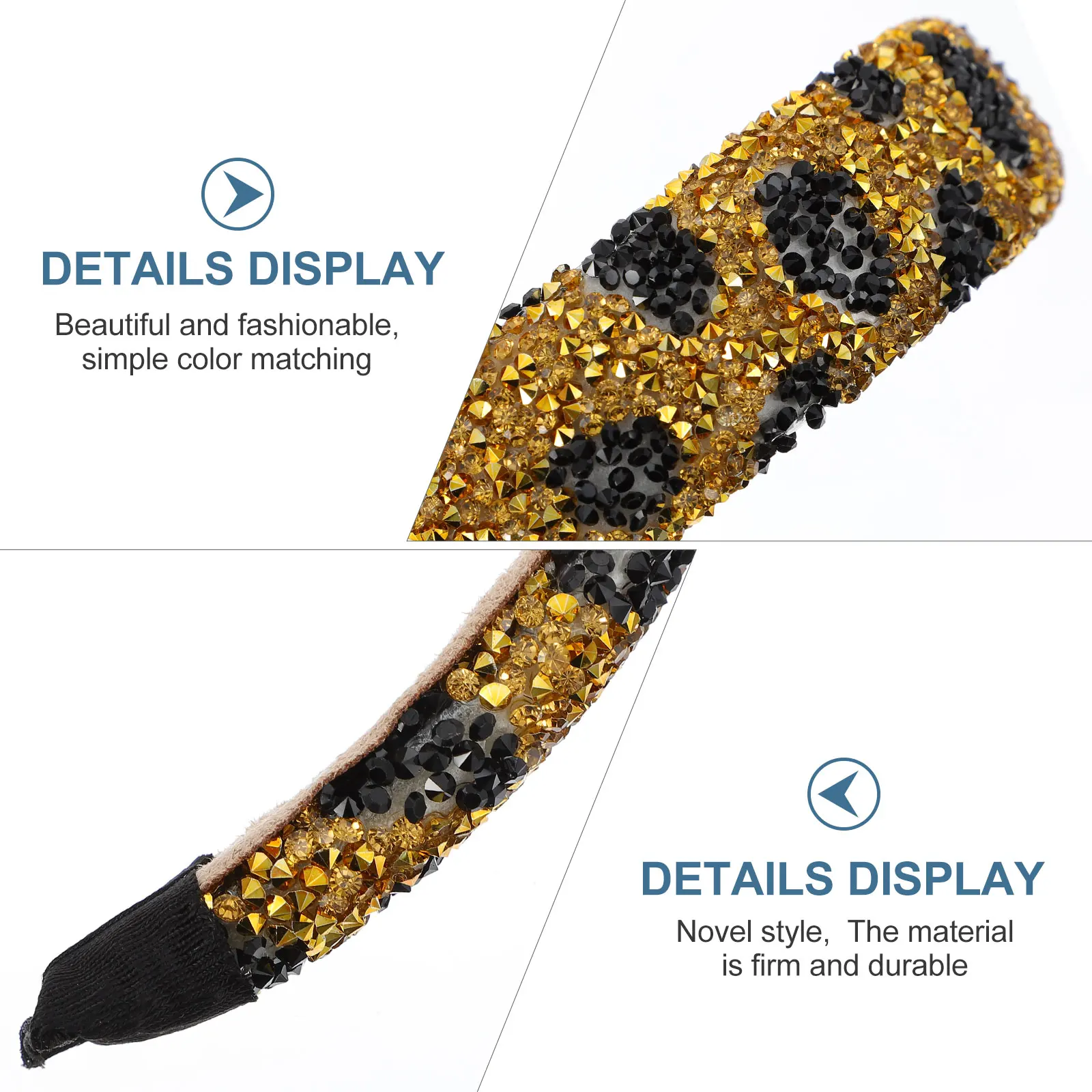 

Crystal Stone Headband Bride Headdress Women Headbands Women's Edge Black Rhinestones Natural Wedding Headpiece Hair Jewelry