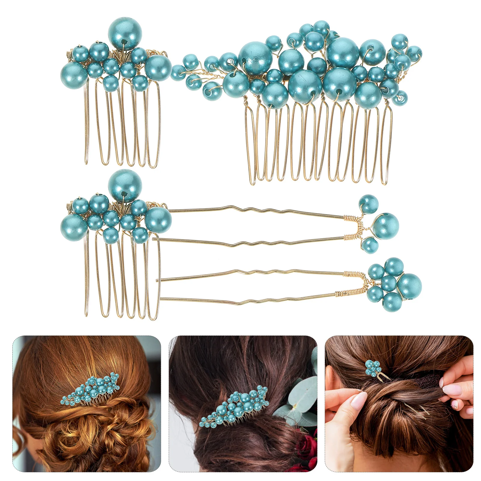 

1Set Bridal Pearl Hairpins Wedding Hair Accessories Elegant Hair Comb Bride Headpieces Clips for Brides and Events