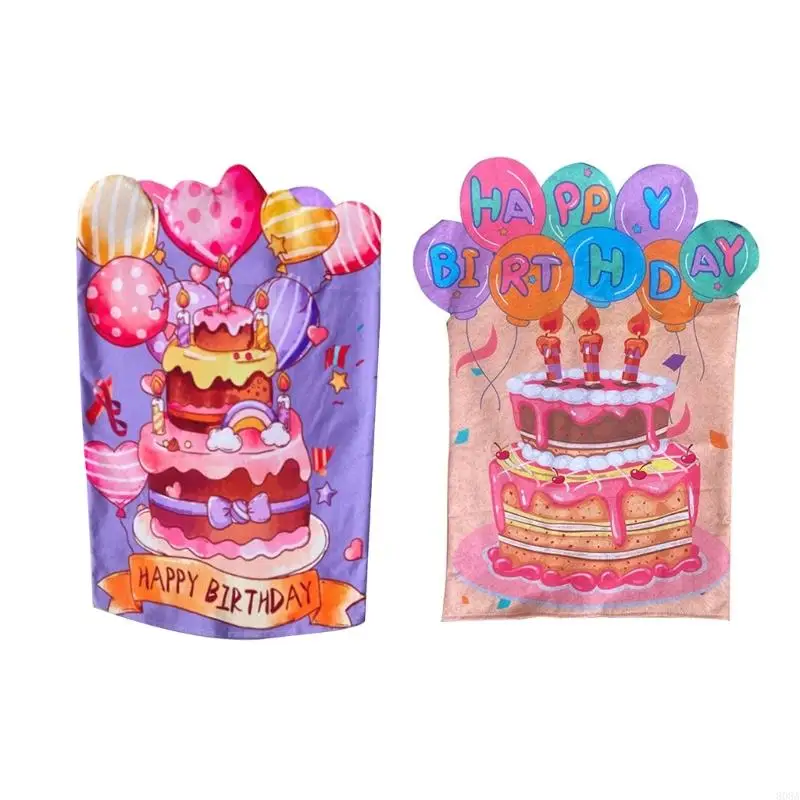 808A 2Piece Birthday Chair Cover Chair Slipcovers With Happy Birthday Embellishments For Memorable Party Decorations