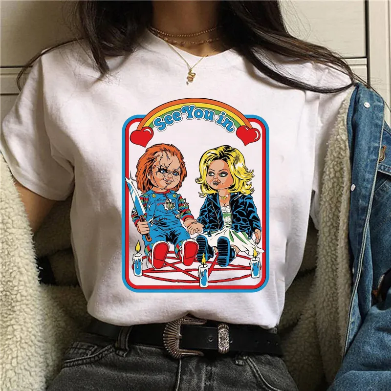 Satan Horror T Shirt Women European-style Demon Print Short-sleeved Round-neck Casual Multi-purpose Children's and Adult T-shirt