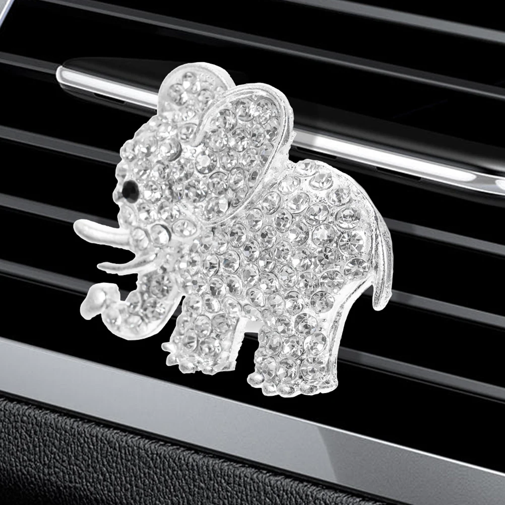 

2pcs Air Freshener Crystal Vent Clips Silver Gold Elephant Decor Aromatherapy Car Perfume Clip Car Vent Accessories