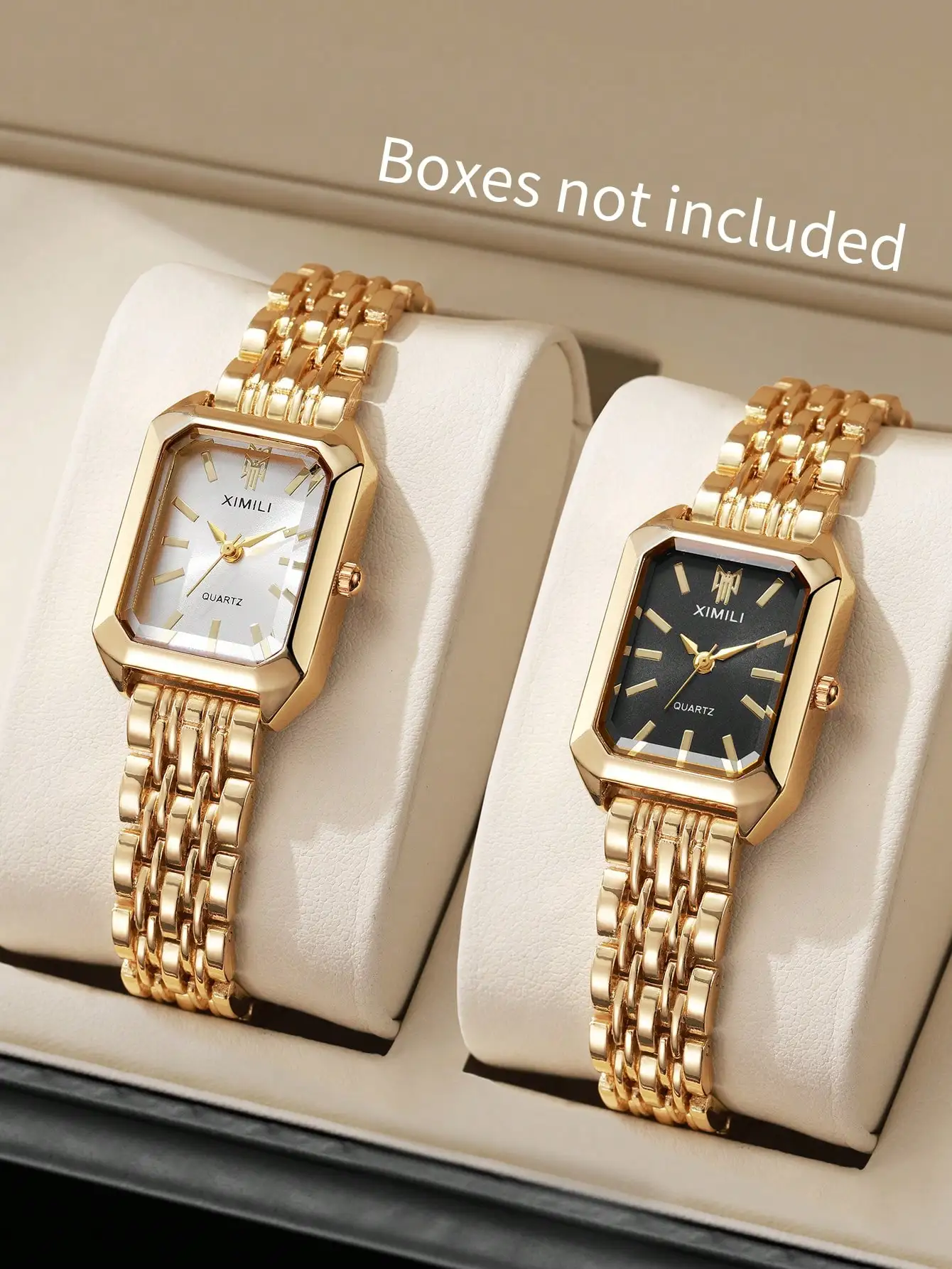 

2pcs/Set Women's Luxury Minimalist Square Dial Quartz Wrist Watch With Steel Band, Fashion & Elegant