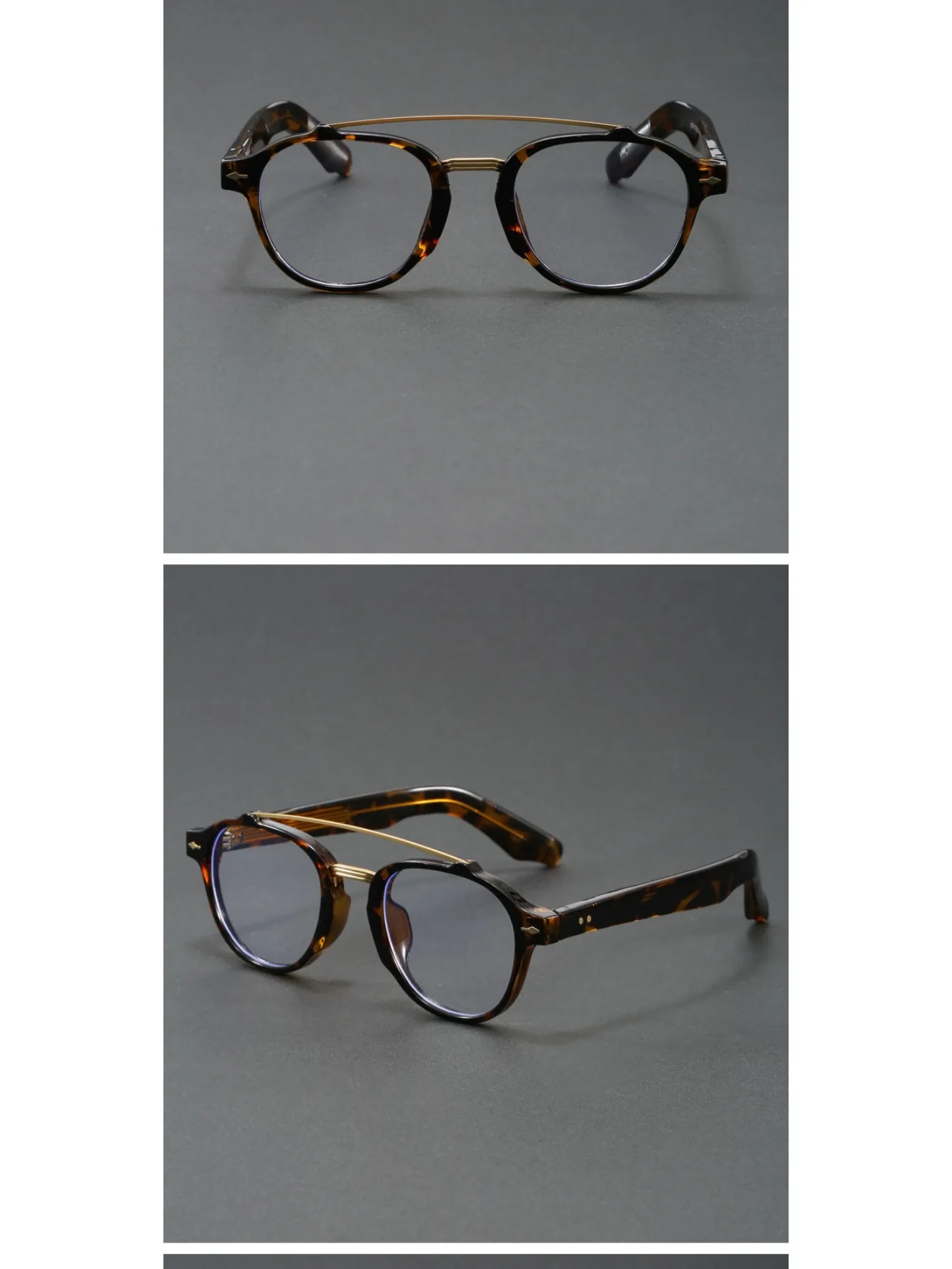 Designer-Nischenbrillengestell für Herren: Retro-Doppelsteg-Brille mit dickem, breitem Rahmen, modisch und künstlerisch, Vollrand-Brille für klare Sicht – Detail 2