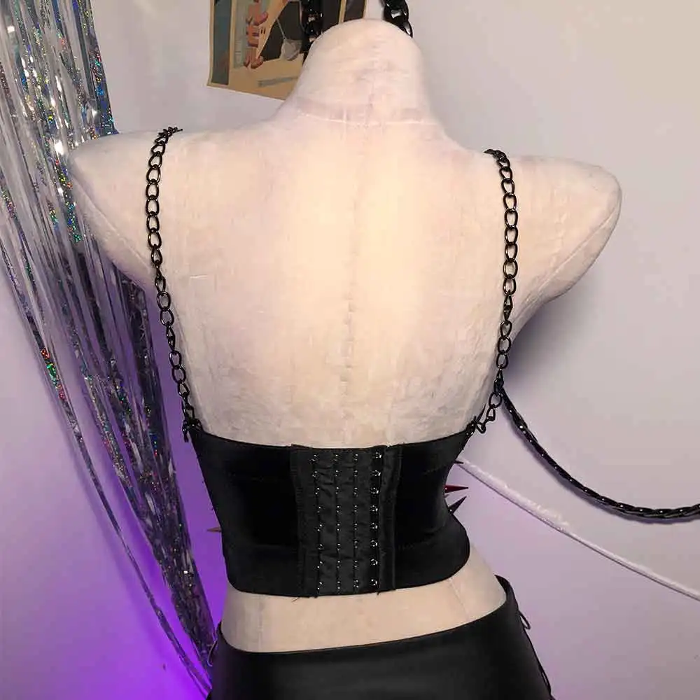 Goth Gothic Skirts Hand Made Eco E-Girls 2025 Emo Kawaii Grunge Harajuku Y2K TOPS 90s Fairy Punk Rock Spike Studded Rivet