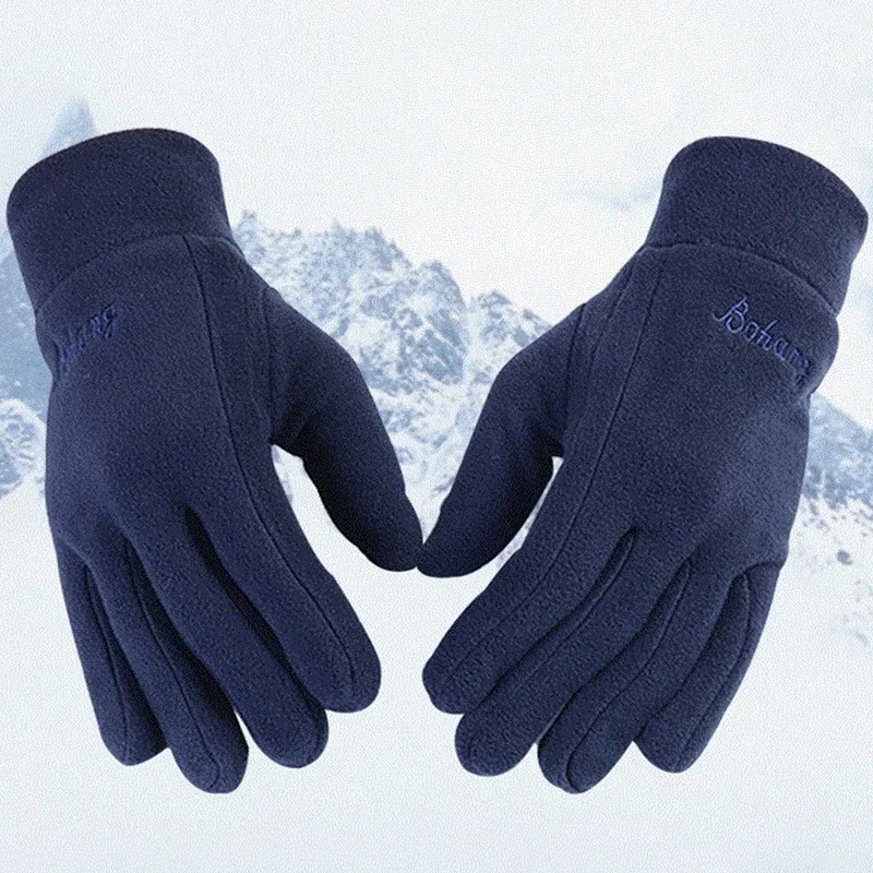 New Winter Fleece Gloves Men Women Thermal Fleece Cold Resistance Wind Waterproof Warm Outdoor Cycling Ski Touchscreen Mitten