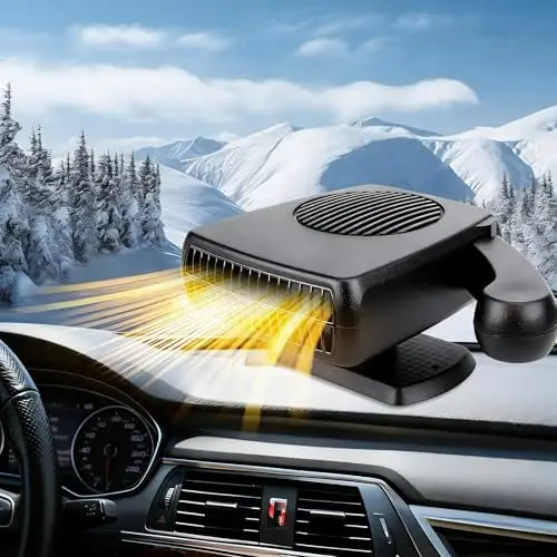 

12V Portable Car Heater 200W 2-in-1 Defogger Defroster for Windshield - Black