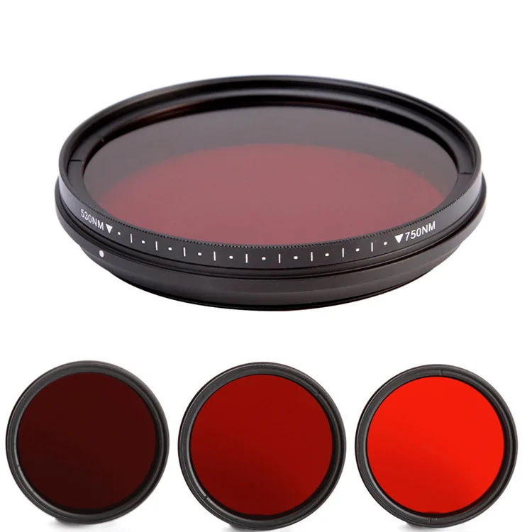 Adjustable Infrared IR Filter 590nm 680nm 720nm 750nm Infrared Photography Lens Filter for Landscape X-Ray Perspective Shooting