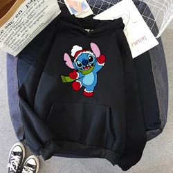 Christmas Disney Lilo & Stitch Women's Winter Designer Hoodie Long Sleeve Oversized Sweatshirt Harajuku Retro Subculture Jacket