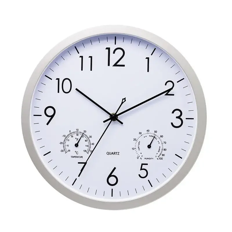 Outdoor Clock Decorative Round Clock With Thermometer and Humidity Large Wall Clocks Waterproof Elegant Retro Silent Clock