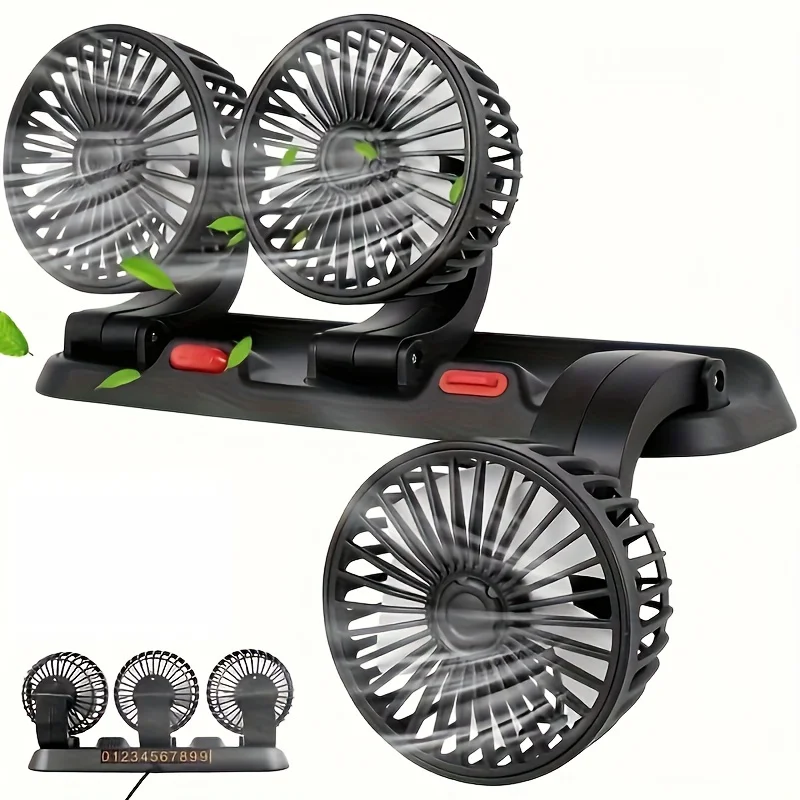 

Автомобильный вентилятор USB, автомобильный вентилятор с тремя головками USB, 3-скоростной Регулируемый для автомобильного кулера, автомобильные аксессуары, вентилятор