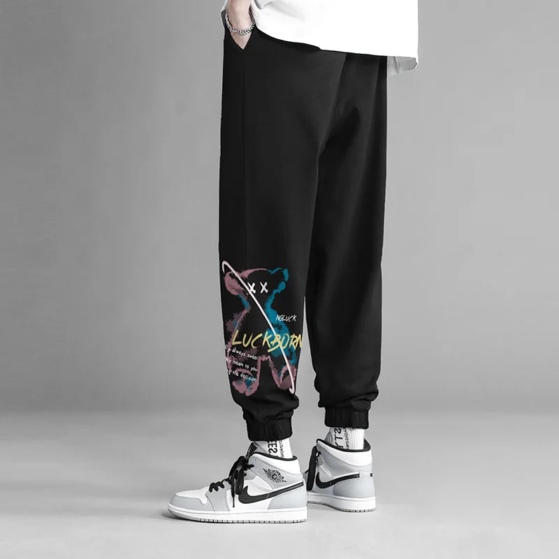

Fashion Printed Alphabet Sweatpants Men's Pants Men's Casual Pants Nine Points Sweatpants Teen Striped Small Feet Loose