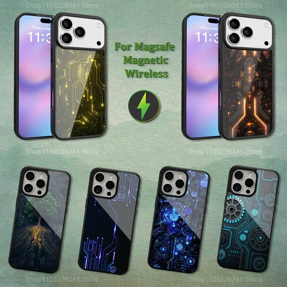 

Electronic Circuit Art Phone Case For iPhone 13,12,11,16,15,17,14,Pro,Max,Plus,Mini, For Magsafe,Magnetic Wireless Charging