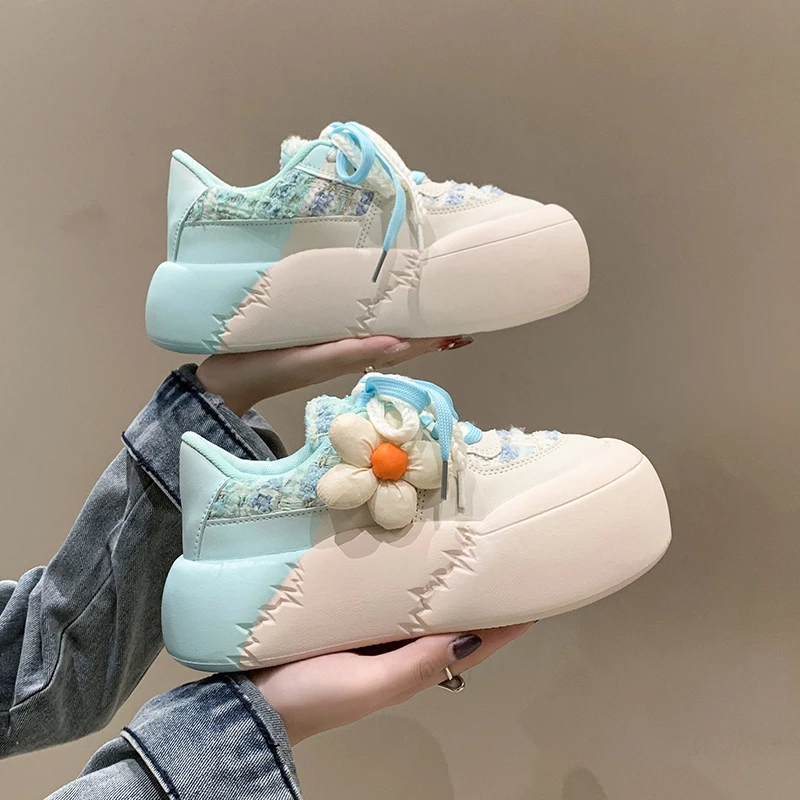 2023 New Kawaii Fashion All-match Platform Shoes Sports Style Casual Round Toe Spring Autumn Korean Version Sweet Cute Sneakers