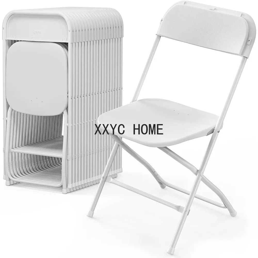 VINGLI 20 Pack White Plastic Folding Chair, Indoor Outdoor Portable Stackable Commercial Seat with Steel Frame 350lb