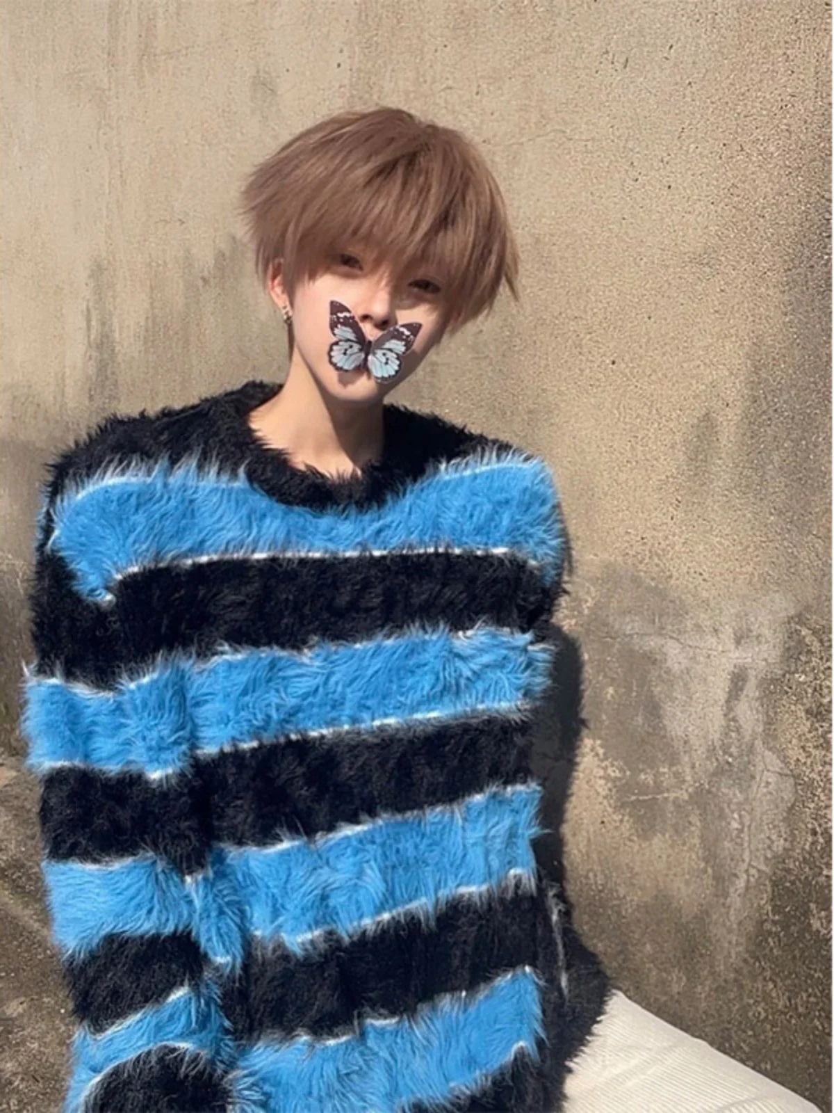 

Мужской трикотажный свитер American Sle синего цвета в полоску, зимний базовый слой, Cleanfit Camere, длинный рукав, круглый вырез, повседневный топ