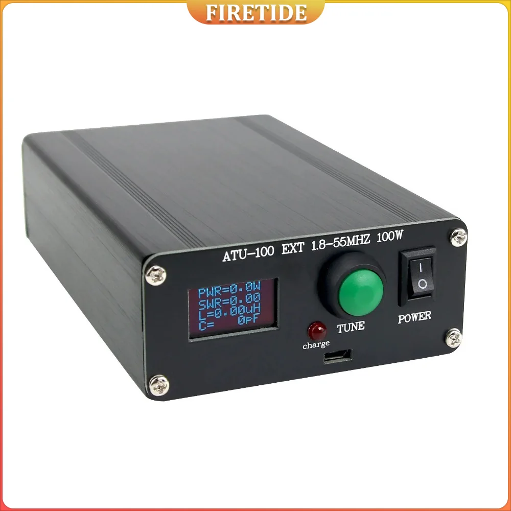 Sintonizador de antena mini automático para equipamento de rádio 1,8 ~ 55 MHz 0,96 pol. com caixa ATU-100