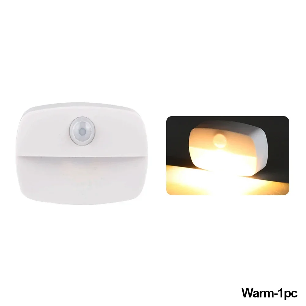 1-5pcs Stick-On Motion Sensor Night Light Battery Powered LED Lamp For Bedroom Bathroom Kitchen Hallway Stairs Closet Compact